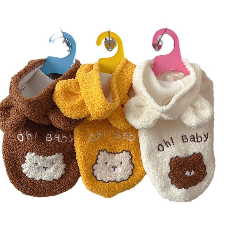 HKM-5276477 Cozy Bear Ears Velvet Vest for Small Dogs and Cats - Multiple Colors Available