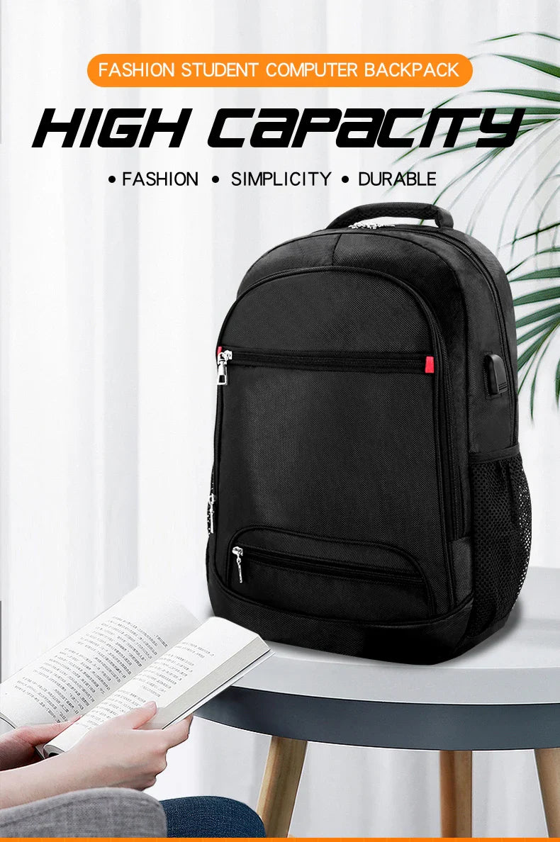 HKM-527763 Large Capacity USB Backpack for School and Laptops - Durable and Functional Backpack for Teens and Boys