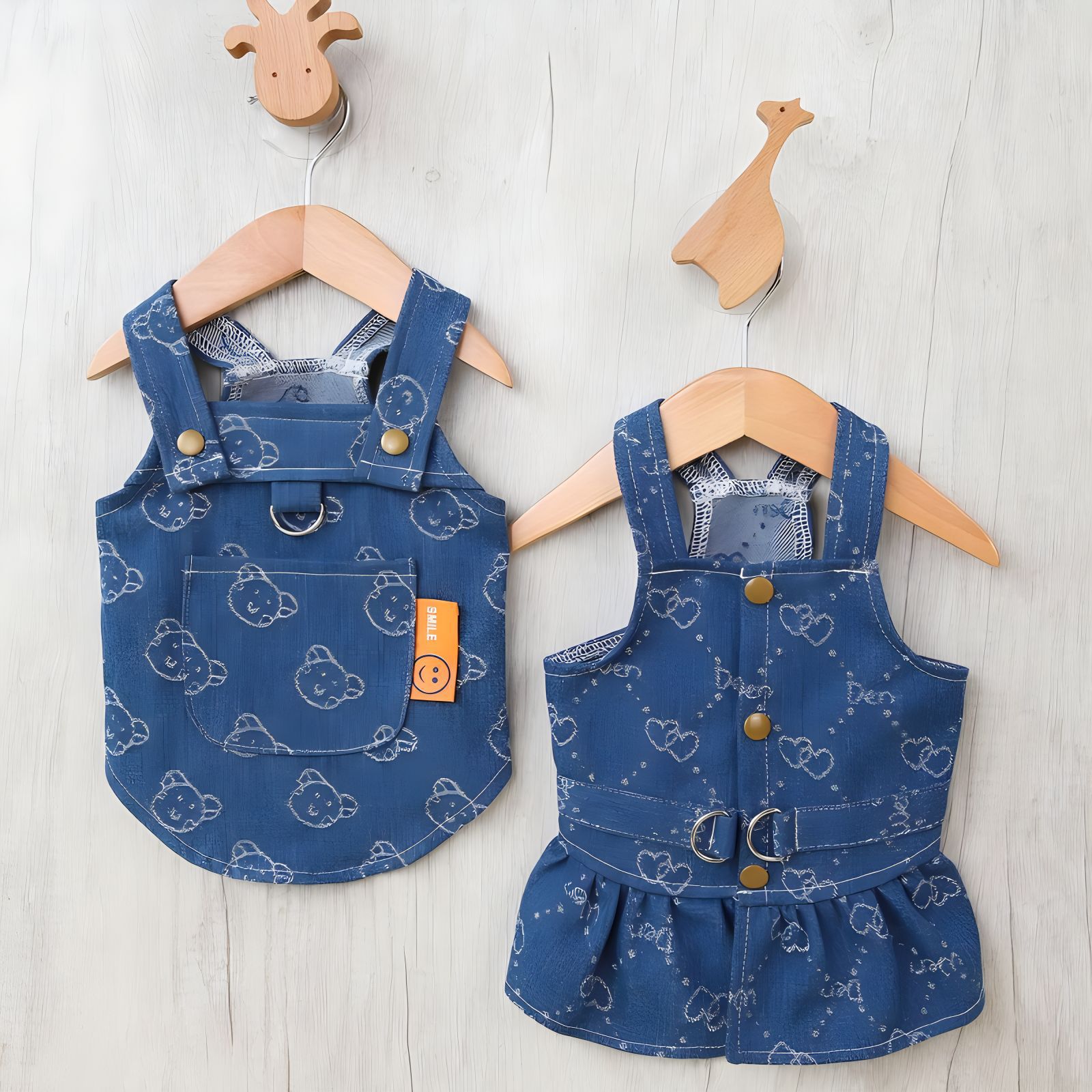 HKM-5278269 Denim Princess Dress for Small Dogs – Spring and Autumn Fashionable Pet Outfit
