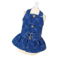 HKM-5278269 Denim Princess Dress for Small Dogs – Spring and Autumn Fashionable Pet Outfit