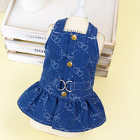 HKM-5278269 Denim Princess Dress for Small Dogs – Spring and Autumn Fashionable Pet Outfit