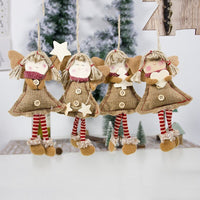 HKM-527827 Smiling Angel Doll Pendant - Fabric and Wood Christmas Ornament