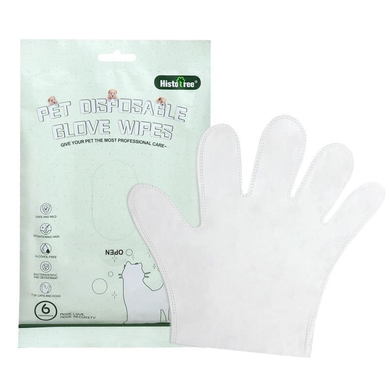 HKM-5278525 Disposable Wet Cleaning Gloves for Pets - 6 Piece Set