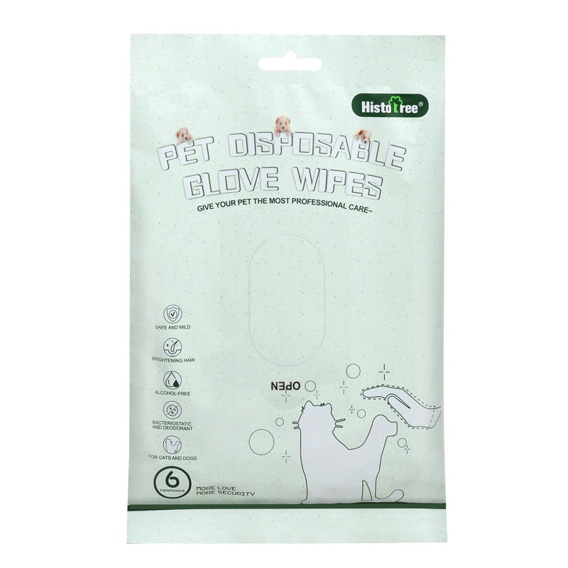 HKM-5278525 Disposable Wet Cleaning Gloves for Pets - 6 Piece Set