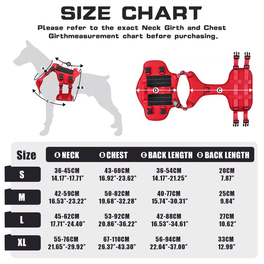 HKM-5278653 Durable Adjustable Tactical Dog Harness with Dual Handles for Large Dogs