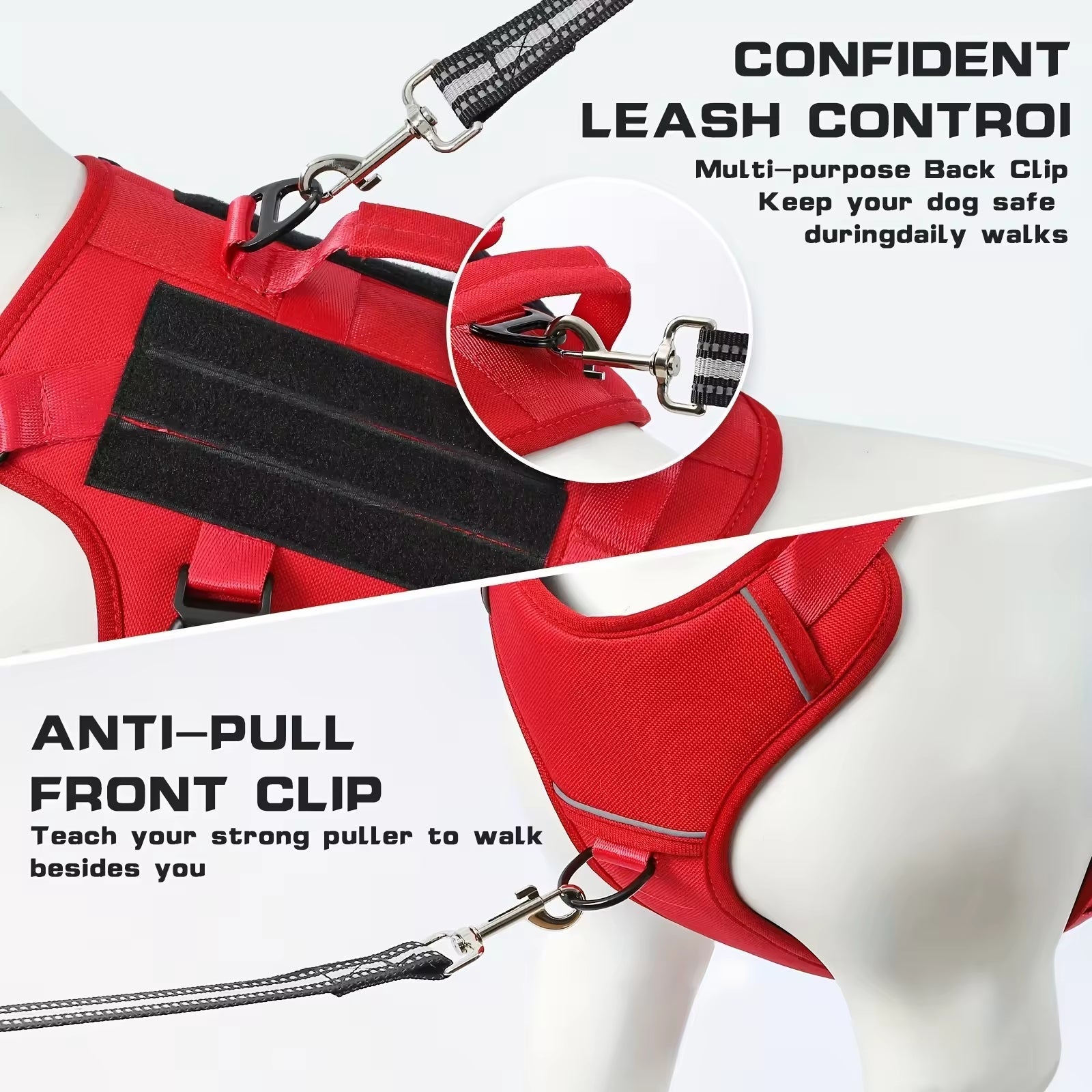HKM-5278653 Durable Adjustable Tactical Dog Harness with Dual Handles for Large Dogs
