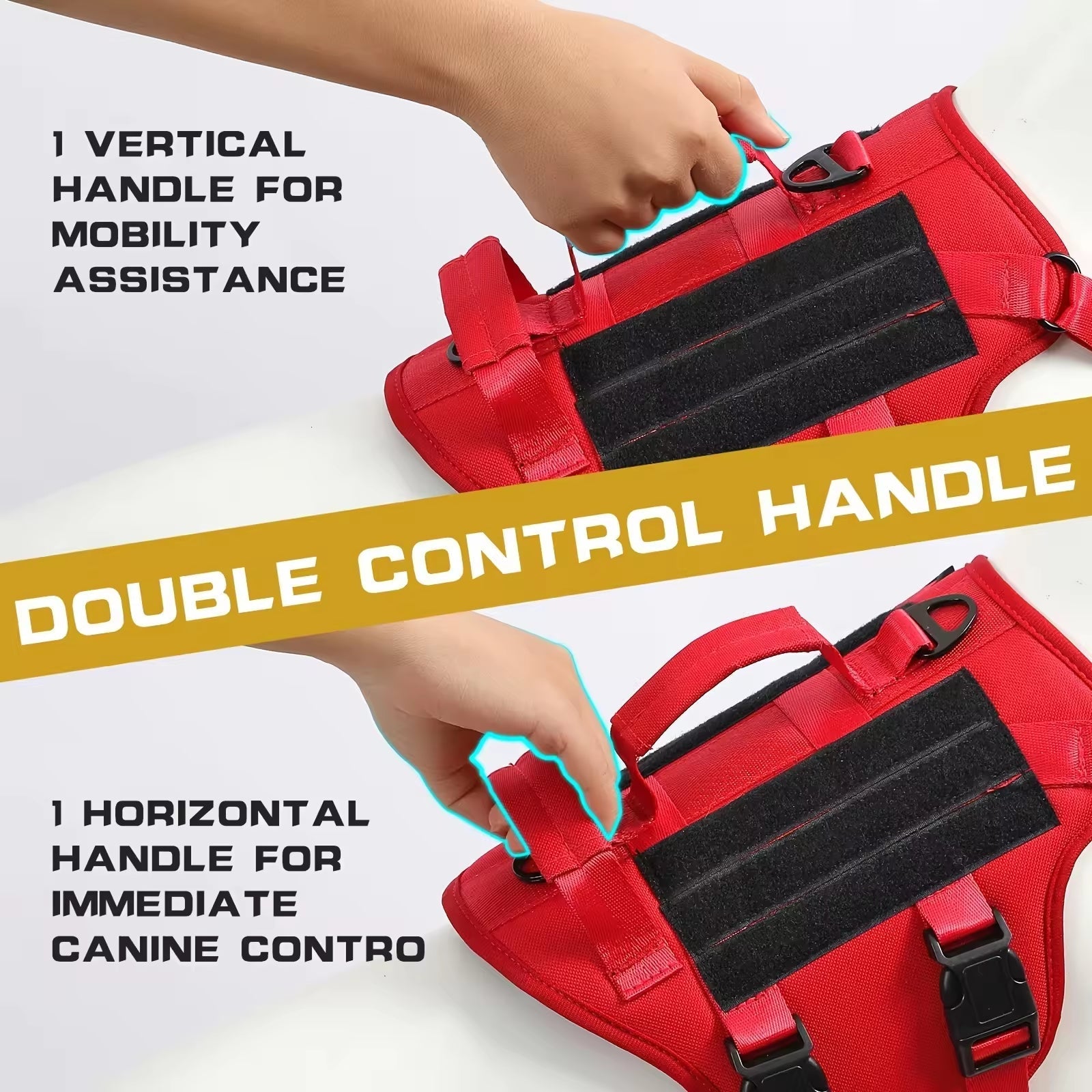 HKM-5278653 Durable Adjustable Tactical Dog Harness with Dual Handles for Large Dogs