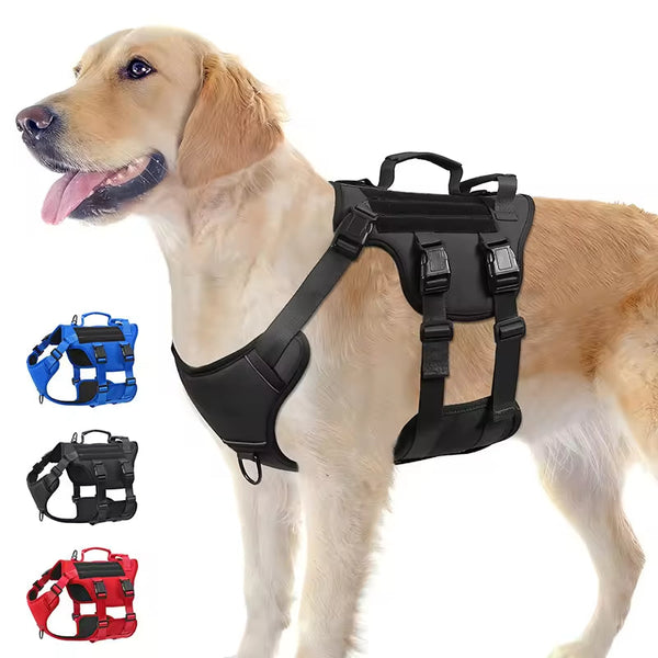 HKM-5278653 Durable Adjustable Tactical Dog Harness with Dual Handles for Large Dogs