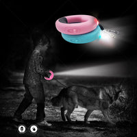 HKM-5280445 LED Automatic Telescopic Traction Rope for Pets - Rechargeable with Ergonomic Handle, 0.5*200 cm, Available in Blue, White, Pink