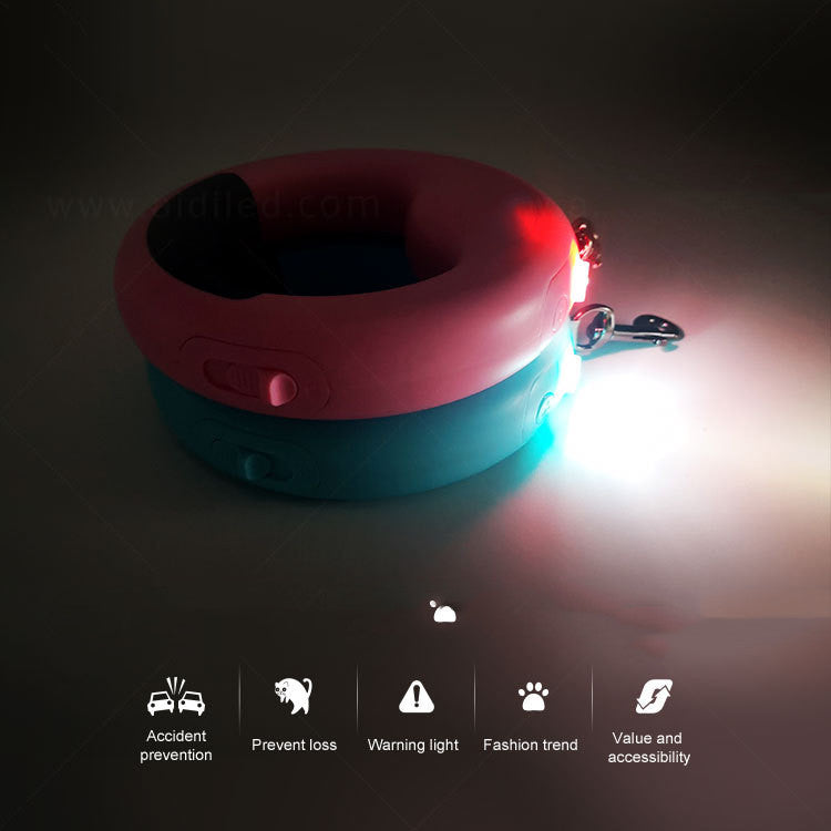 HKM-5280445 LED Automatic Telescopic Traction Rope for Pets - Rechargeable with Ergonomic Handle, 0.5*200 cm, Available in Blue, White, Pink