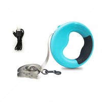 HKM-5280445 LED Automatic Telescopic Traction Rope for Pets - Rechargeable with Ergonomic Handle, 0.5*200 cm, Available in Blue, White, Pink
