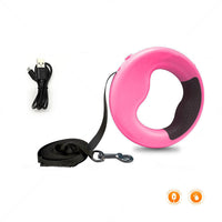 HKM-5280445 LED Automatic Telescopic Traction Rope for Pets - Rechargeable with Ergonomic Handle, 0.5*200 cm, Available in Blue, White, Pink