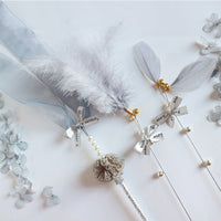 HKM-5281469 Doudou Cat Stick with Feather, Bell, and Ribbons - 3-Piece Set in Multiple Colors