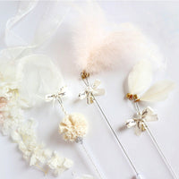 HKM-5281469 Doudou Cat Stick with Feather, Bell, and Ribbons - 3-Piece Set in Multiple Colors