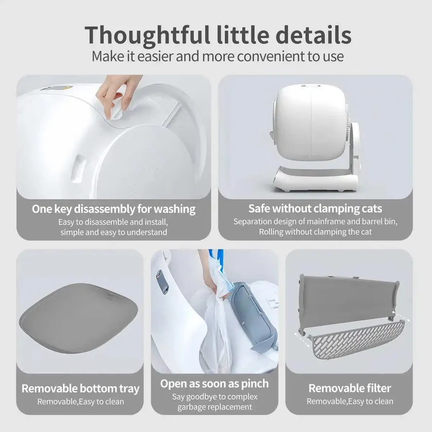 HKM-528147 Intelligent Self-Cleaning Cat Litter Box with Gravity Sensor Monitoring System