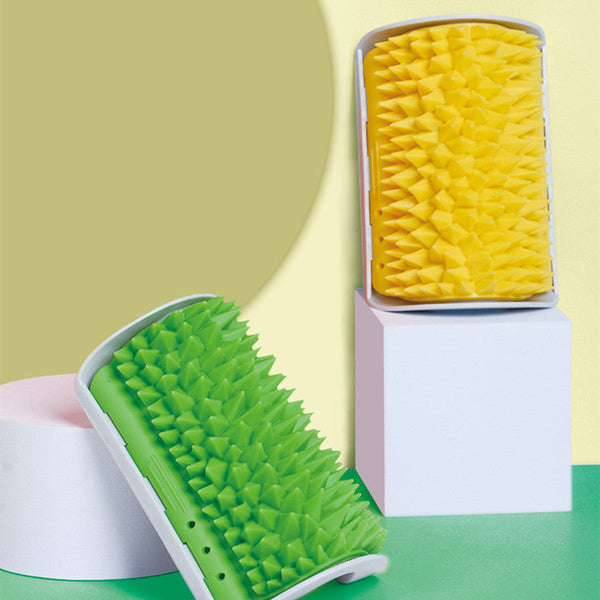 HKM-5282237 Durian Itching Comb for Cats - TPE Rubber Itching Device in Green Grass and Lemon Yellow