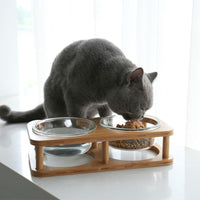 HKM-5282621 Elegant Glass Cat Bowls - Single & Double Designs Available, Various Sizes