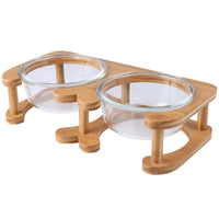 HKM-5282621 Elegant Glass Cat Bowls - Single & Double Designs Available, Various Sizes