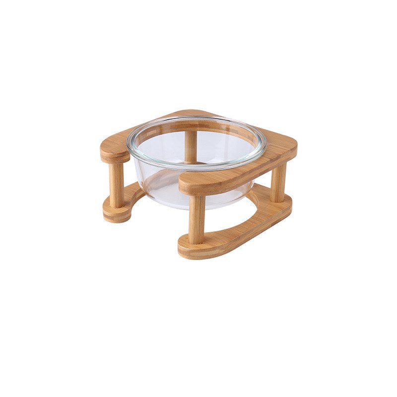 HKM-5282621 Elegant Glass Cat Bowls - Single & Double Designs Available, Various Sizes