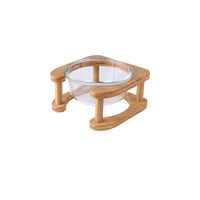 HKM-5282621 Elegant Glass Cat Bowls - Single & Double Designs Available, Various Sizes
