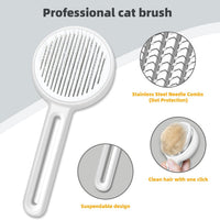 HKM-5283901 Self-Cleaning Cat Brush with Release Button for Grooming Long and Short Haired Cats and Dogs
