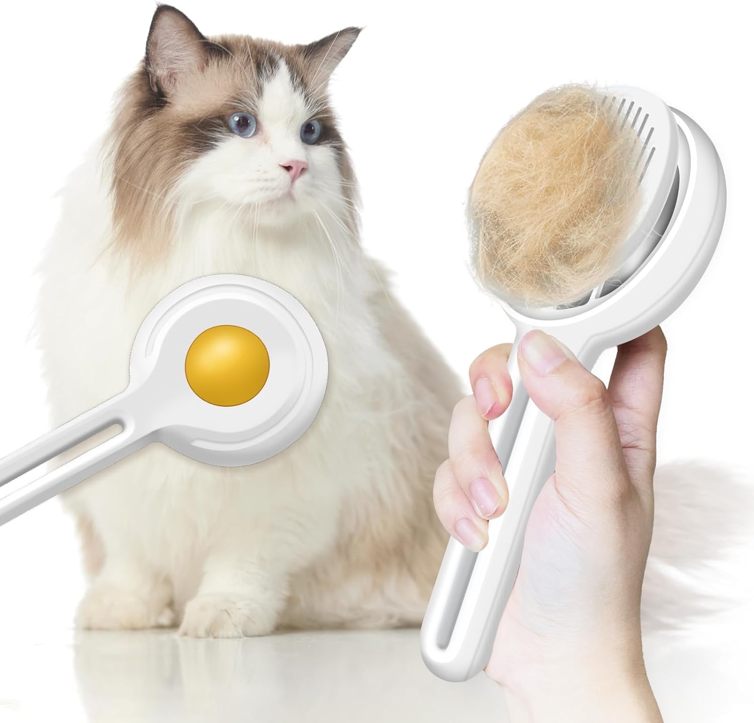 HKM-5283901 Self-Cleaning Cat Brush with Release Button for Grooming Long and Short Haired Cats and Dogs