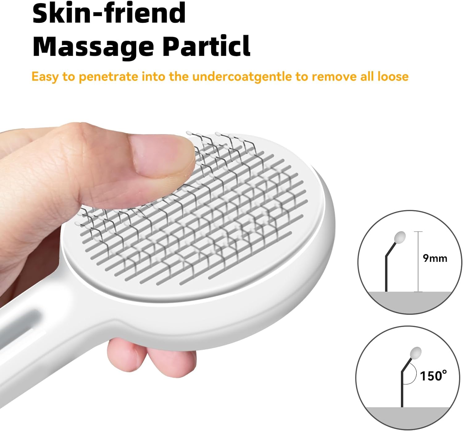 HKM-5283901 Self-Cleaning Cat Brush with Release Button for Grooming Long and Short Haired Cats and Dogs