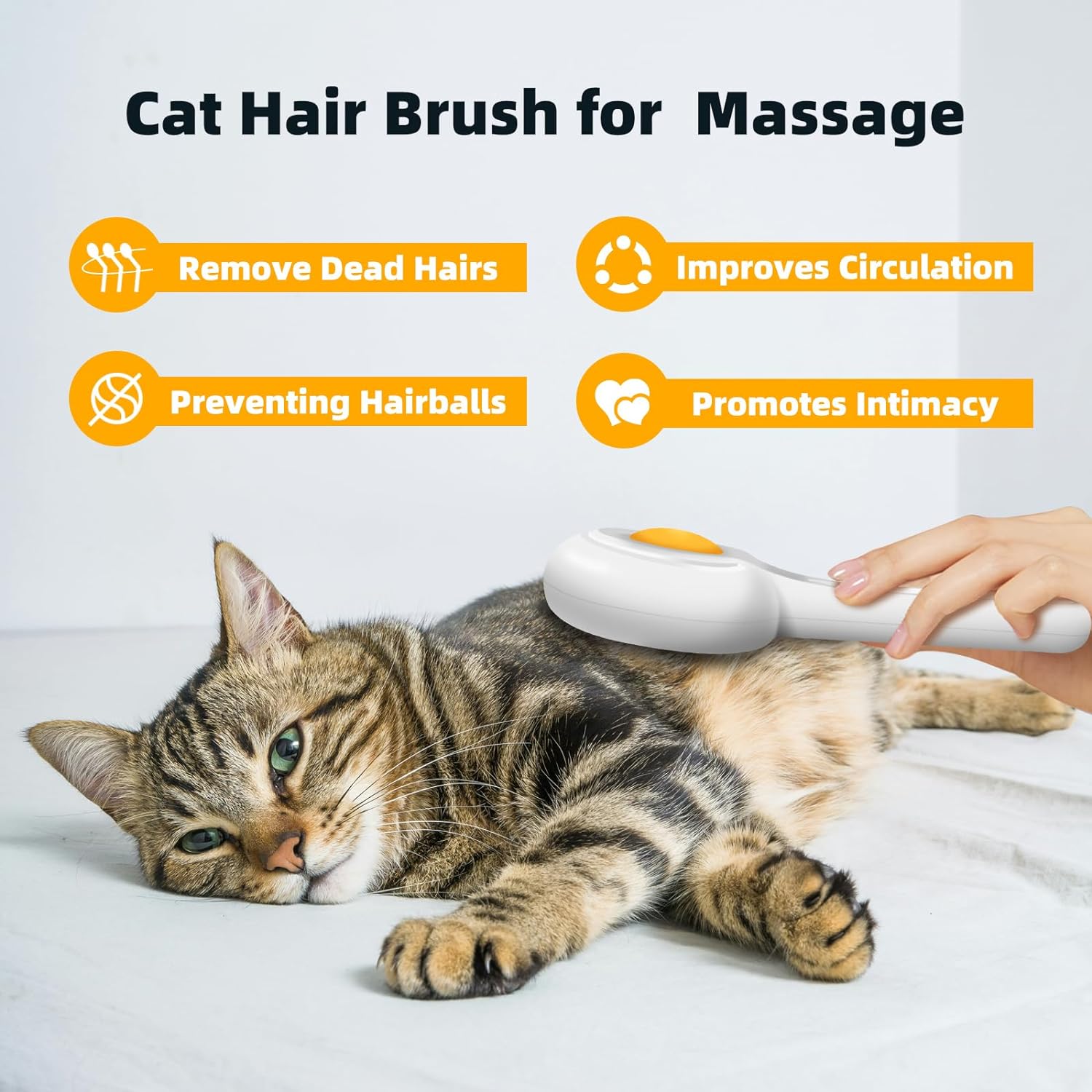 HKM-5283901 Self-Cleaning Cat Brush with Release Button for Grooming Long and Short Haired Cats and Dogs