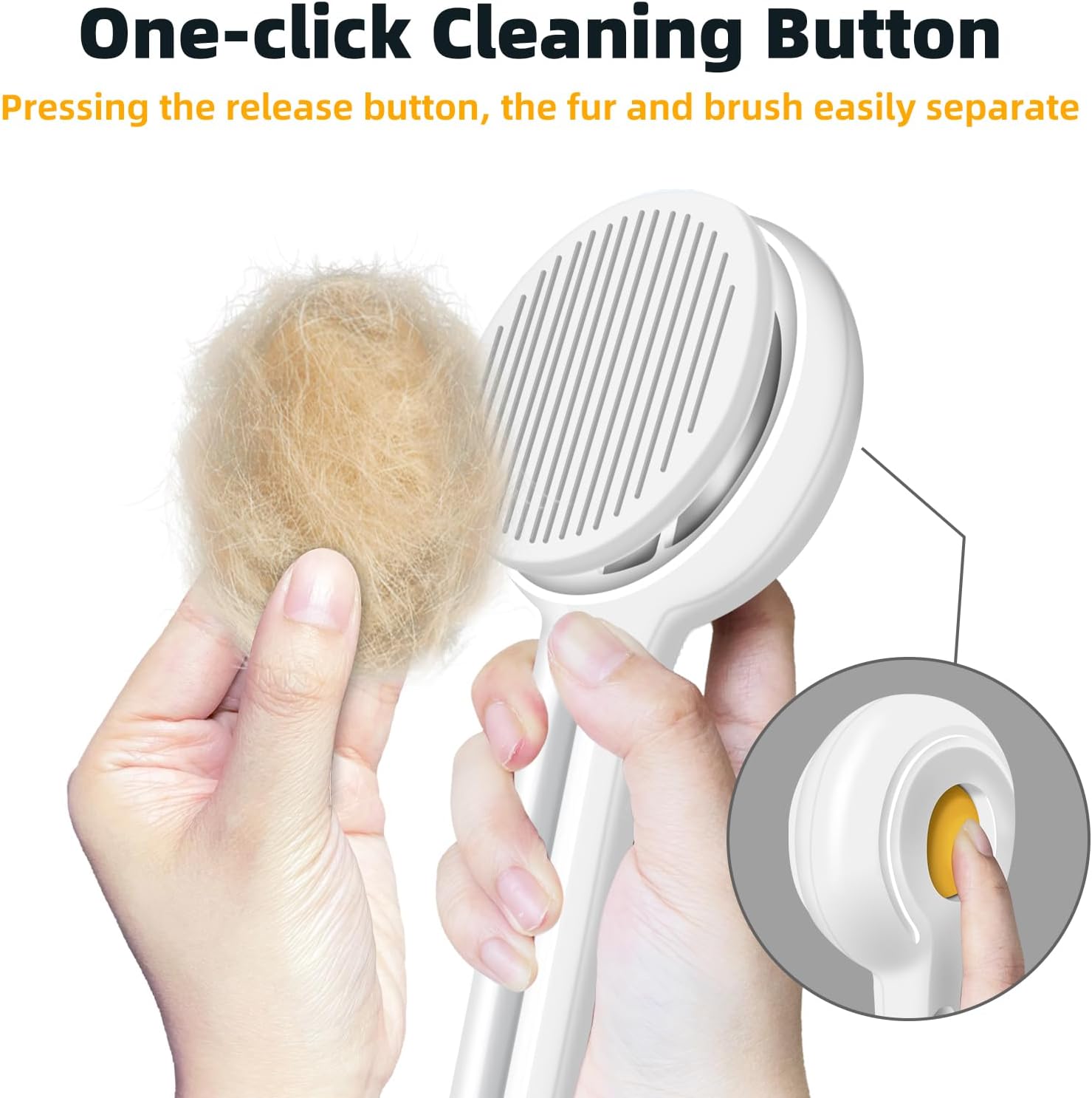 HKM-5283901 Self-Cleaning Cat Brush with Release Button for Grooming Long and Short Haired Cats and Dogs