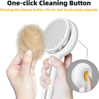 HKM-5283901 Self-Cleaning Cat Brush with Release Button for Grooming Long and Short Haired Cats and Dogs