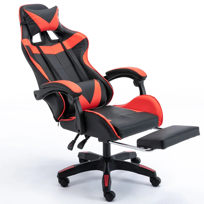 HKM-528403 Ergonomic Gaming Chair with Footrest - Stylish Leather Design for Comfort in Office and Gaming