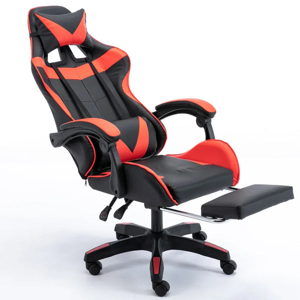 HKM-528403 Ergonomic Gaming Chair with Footrest - Stylish Leather Design for Comfort in Office and Gaming