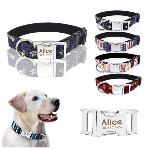 HKM-5284413 Adjustable Fabric Dog Collar with Metal Quick-Release Buckle - Small to Medium Sizes Available