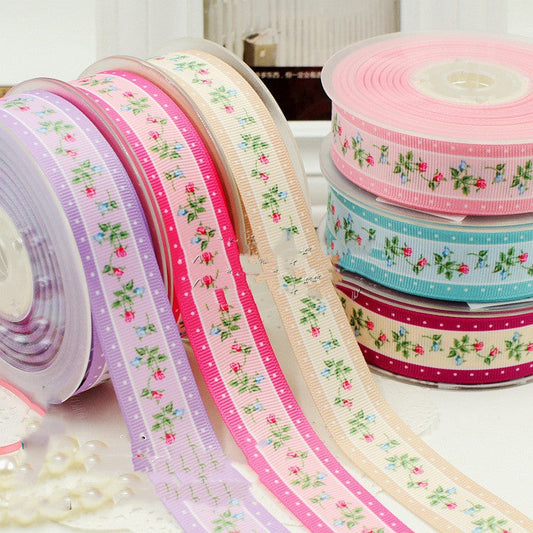 HKM-528467 Handmade Ribbed Webbing Ribbon for Floral and Plant Crafts - 25mm x 100 Yards, Multiple Color Options