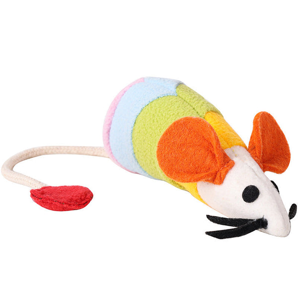 HKM-5285053 Colorful Cat Plush Toy - Bite Resistant Fleece Mouse Design, Ideal Chew Toy for Pets, 36 x 18 x 6 CM