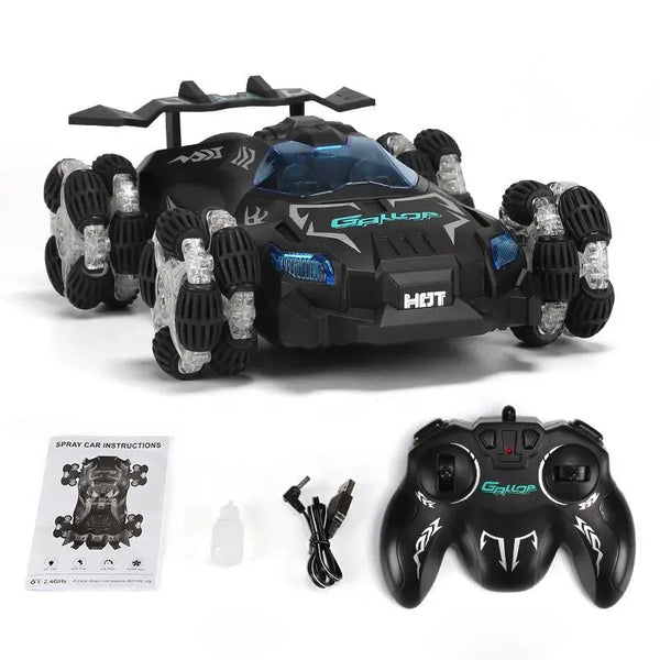 HKM-528531 Remote Control Drift Racing Car with Spray Fog, 2.4G RC Stunt Vehicle for Kids, Rechargeable Electric Toy