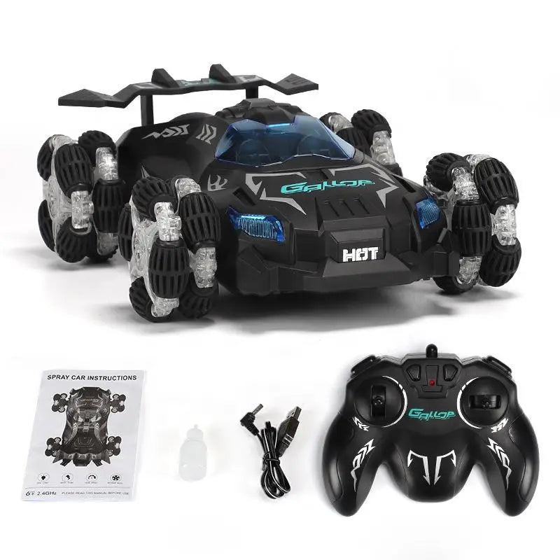 HKM-528531 Remote Control Drift Racing Car with Spray Fog, 2.4G RC Stunt Vehicle for Kids, Rechargeable Electric Toy