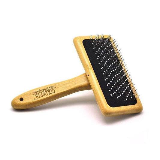 HKM-528595 Bamboo and Wood Air Cushion Needle Comb for Long-Haired Pets - Eco-Friendly Grooming Slicker Brush