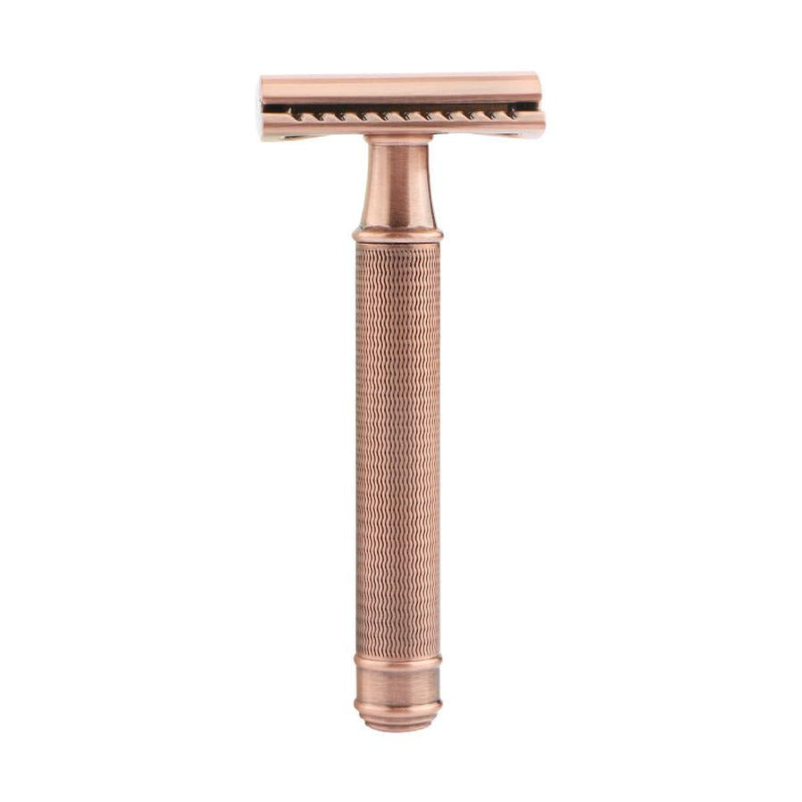 HKM-528595 Durable Manual Shaver with 10 Double-Sided Blades, Zinc Alloy Cutter Head and Copper Handle