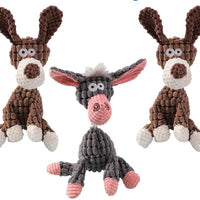 HKM-5286077 Scrunch Bunch Plush Dog Toy - Durable Crinkle, Squeaky Corn Donkey - Interactive Molar Toy