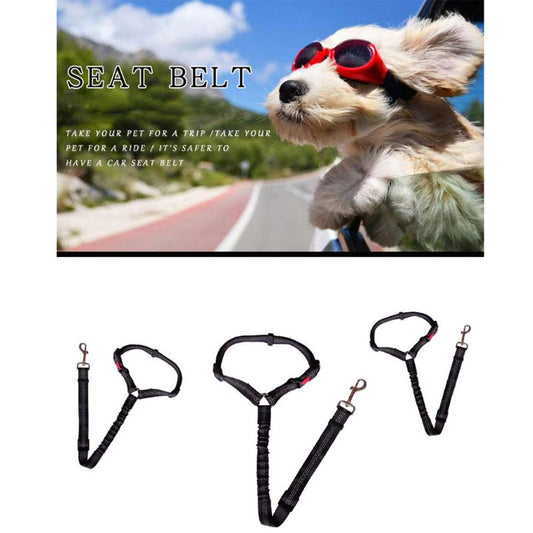 HKM-5286205 Adjustable Elastic Dog Seat Belt with Reflective Strips and Nickel-Plated Hook
