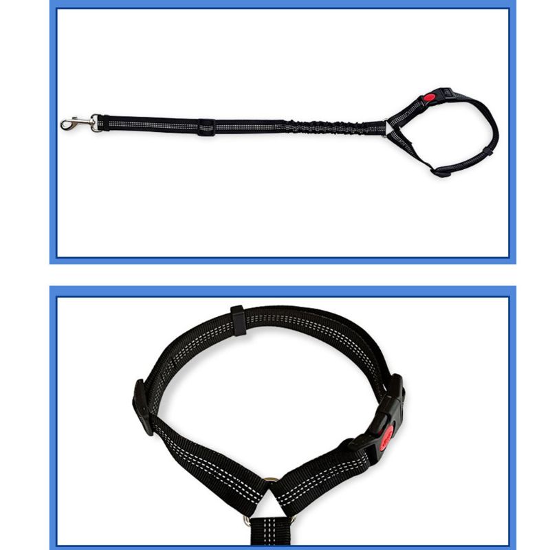 HKM-5286205 Adjustable Elastic Dog Seat Belt with Reflective Strips and Nickel-Plated Hook
