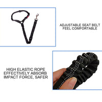 HKM-5286205 Adjustable Elastic Dog Seat Belt with Reflective Strips and Nickel-Plated Hook