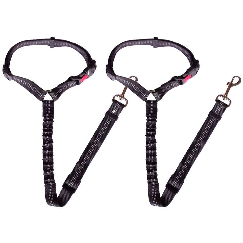 HKM-5286205 Adjustable Elastic Dog Seat Belt with Reflective Strips and Nickel-Plated Hook