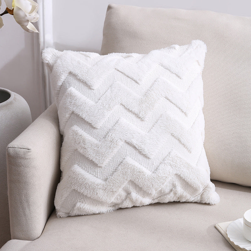 HKM-528659 Nordic Double-Sided Plush Cushion Cover, 45x45cm - Solid Colors and Patterns