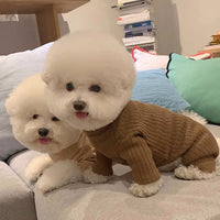 HKM-5286973 Autumn Brown Pet Clothing for Small Dogs - Four-Legged Shirt for Teddy, Bichon, Schnauzer, and York