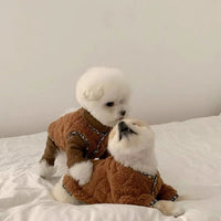 HKM-5286973 Autumn Brown Pet Clothing for Small Dogs - Four-Legged Shirt for Teddy, Bichon, Schnauzer, and York