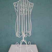 HKM-5287869 Pet Hanger Display Rack for Dog Clothes - White Metal Stand, Height 41cm, Shoulder Width 14cm, Foot Width 12.5cm