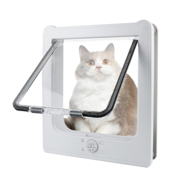 HKM-528851 Cat Door for Windows and Sliding Doors - Weatherproof Pet Flap with Lock and 4 Access Modes for Small Dogs and Cats