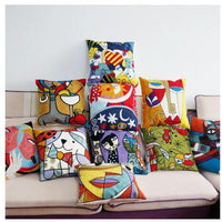 HKM-528915 Cotton and Linen 45x45cm Embroidered Cushion Cover